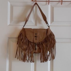 Tan bag with tassels